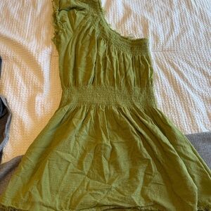 Free People Green One-Shoulder Smocked Sundress Size XS